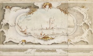 Cartouche décoratif avec un paysage - Francesco Guardi